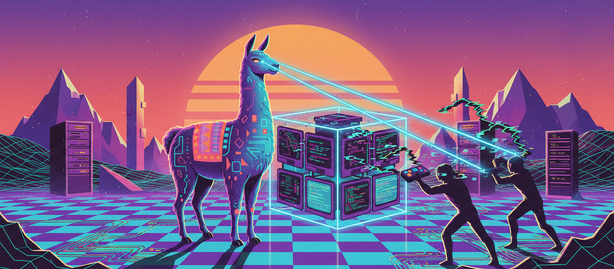 Llama gaurd in a retro-theme stopping hackers from abusing an AI system